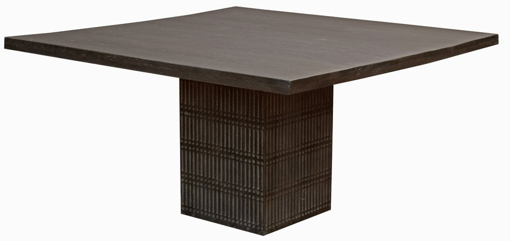 60" Brown Square Solid Wood Dining Table