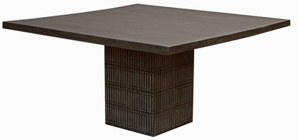 60" Brown Square Solid Wood Dining Table