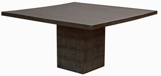 60" Brown Square Solid Wood Dining Table
