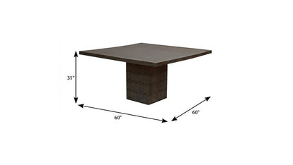 60" Brown Square Solid Wood Dining Table