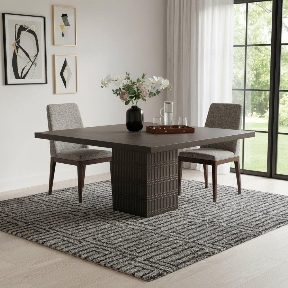 60" Brown Square Solid Wood Dining Table