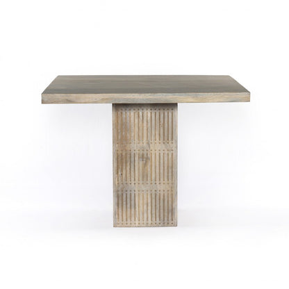 42" Natural Square Solid Wood Pedestal Base Dining Table