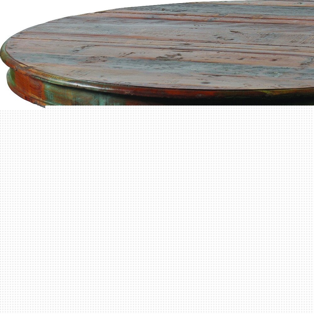 60" Brown Rounded Solid Wood Pedestal Base Dining Table