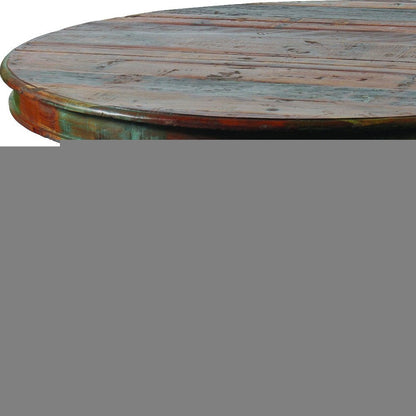 60" Brown Rounded Solid Wood Pedestal Base Dining Table