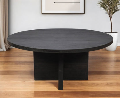 60" Gray Rounded Solid Wood Pedestal Base Dining Table