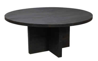 70" Gray Solid Wood Pedestal Base Round Top Dining Table