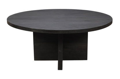 70" Gray Solid Wood Pedestal Base Round Top Dining Table