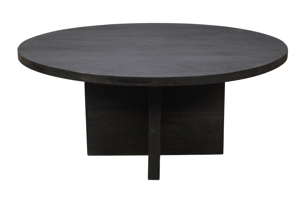 70" Gray Solid Wood Pedestal Base Round Top Dining Table