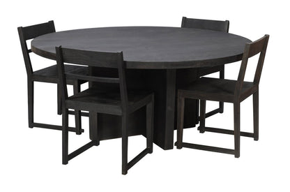 70" Gray Solid Wood Pedestal Base Round Top Dining Table
