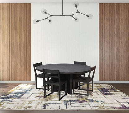 70" Gray Solid Wood Pedestal Base Round Top Dining Table