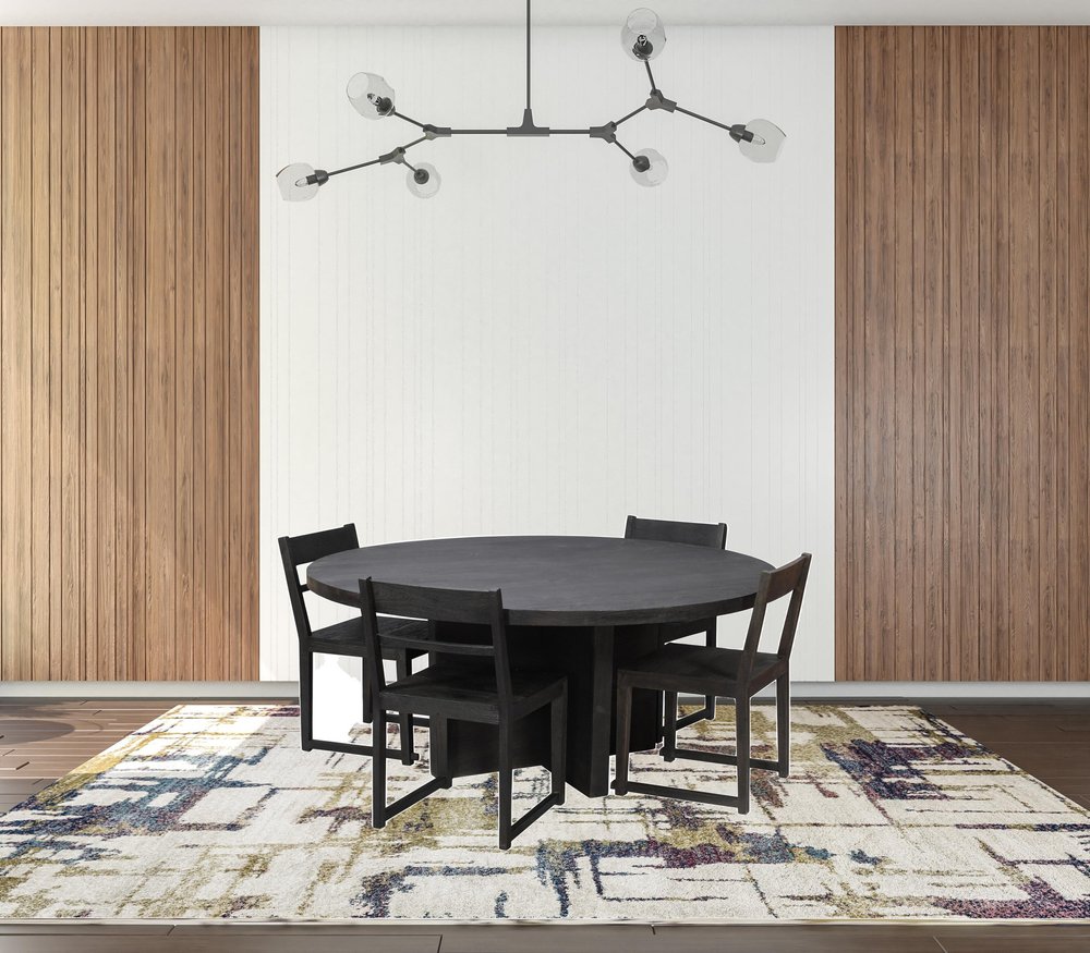 70" Gray Solid Wood Pedestal Base Round Top Dining Table