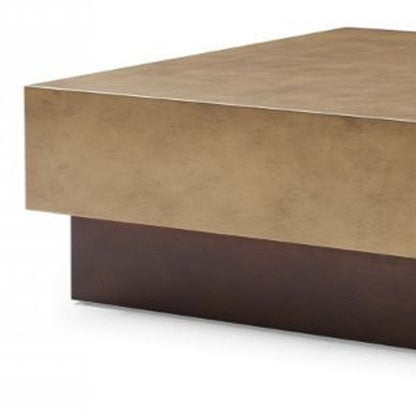 39" Bronze and Brown Copper And Steel Square Block Coffee Table