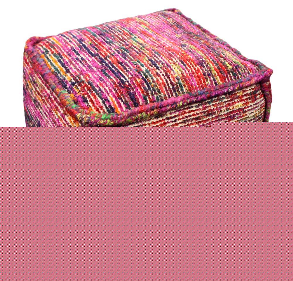 18" Pink Wool Cube Pouf Ottoman
