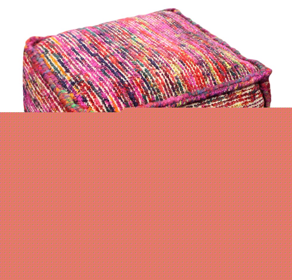 18" Pink Wool Cube Pouf Ottoman