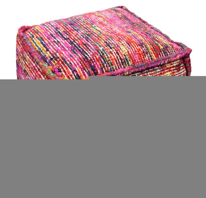 18" Pink Wool Cube Pouf Ottoman