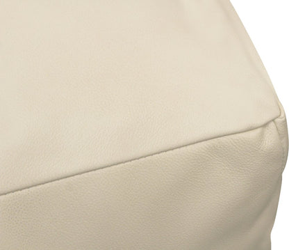 22" Ivory Leather Pouf Ottoman