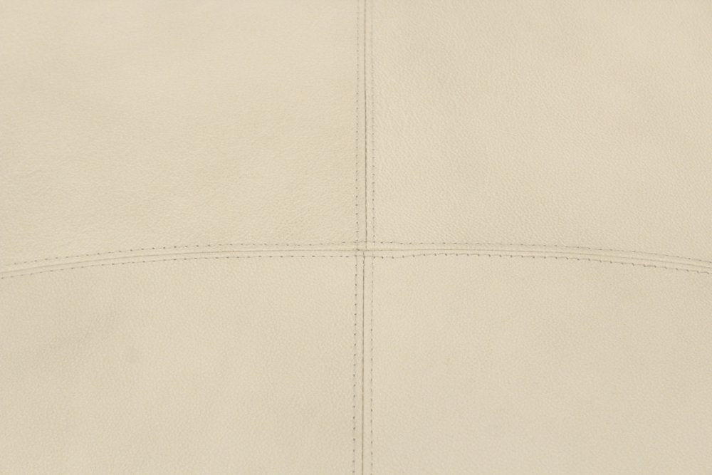 22" Ivory Leather Pouf Ottoman