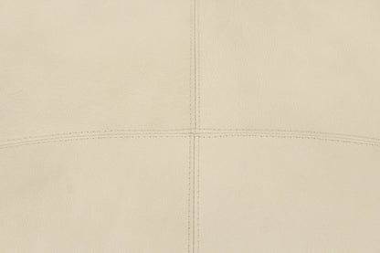 22" Ivory Leather Pouf Ottoman