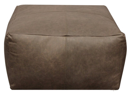 22" Gray Brown Distressed Leather Pouf Ottoman