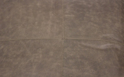 22" Gray Brown Distressed Leather Pouf Ottoman