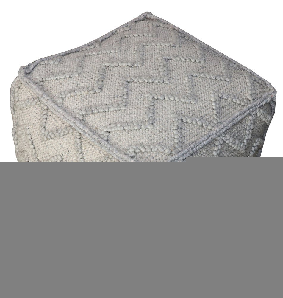 18" Gray Wool Cotton Blend Cube Chevron Pouf Ottoman