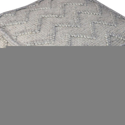 18" Gray Wool Cotton Blend Cube Chevron Pouf Ottoman