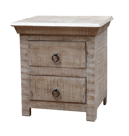 24" Gray Solid Wood Two Drawer Nightstand