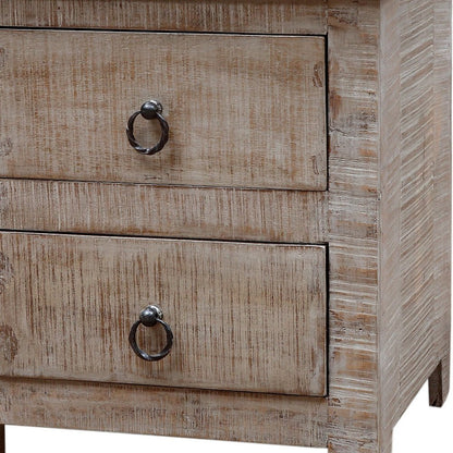 24" Gray Solid Wood Two Drawer Nightstand