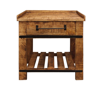 29" Natural Solid Wood One Drawer Nightstand