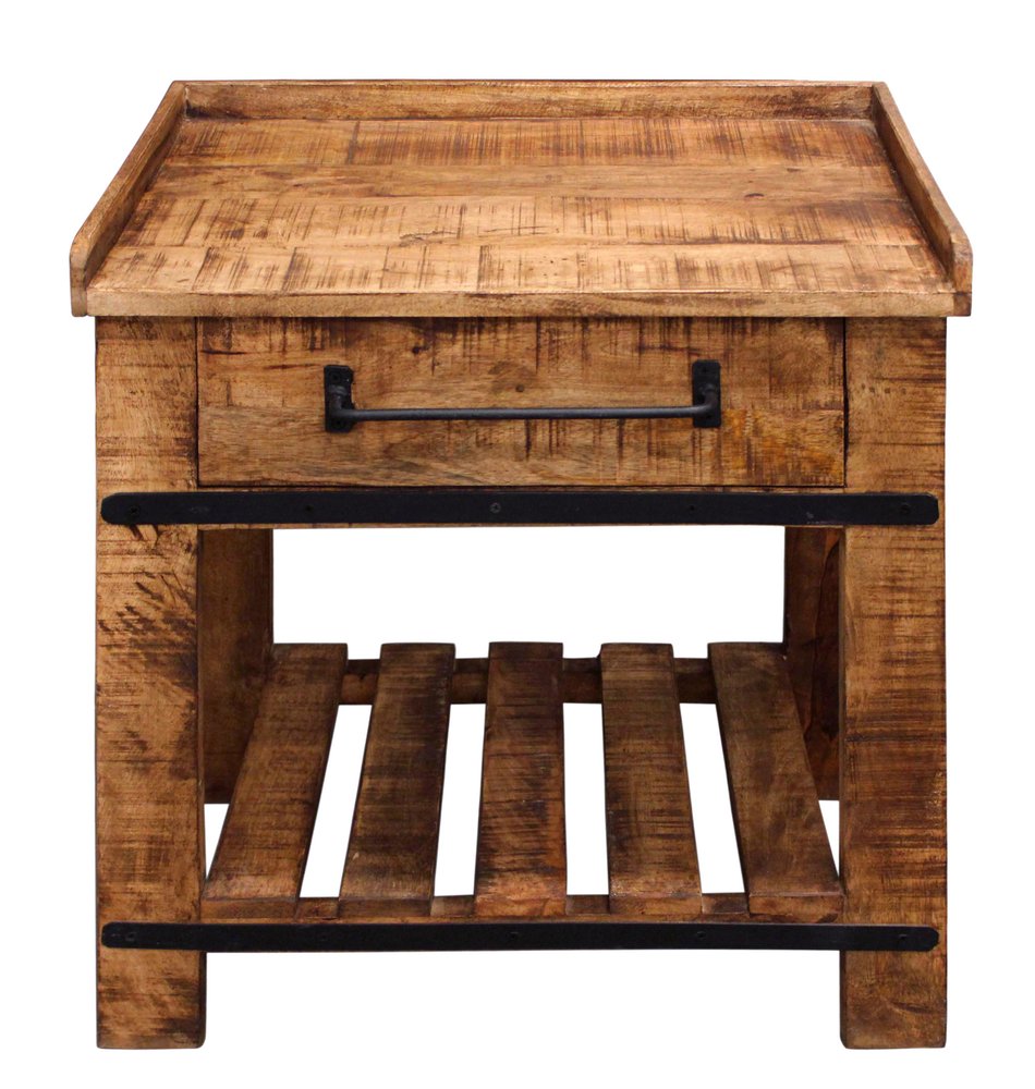 29" Natural Solid Wood One Drawer Nightstand