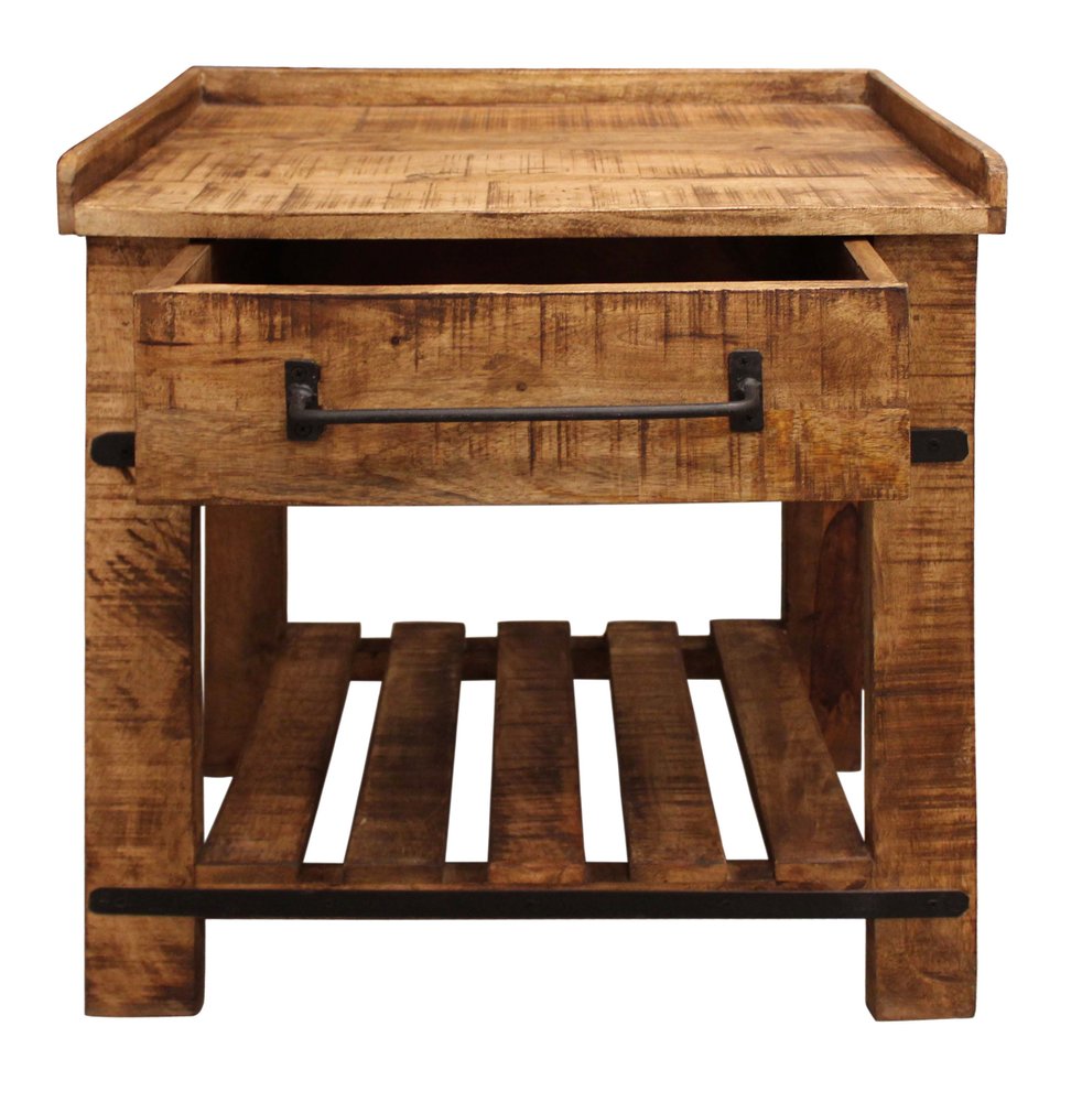 29" Natural Solid Wood One Drawer Nightstand