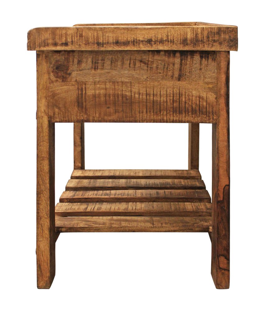 29" Natural Solid Wood One Drawer Nightstand