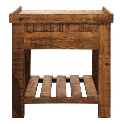 29" Natural Solid Wood One Drawer Nightstand