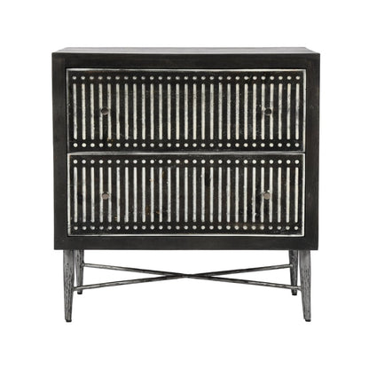 28" Dark Brown Solid Wood Two Drawer Nightstand