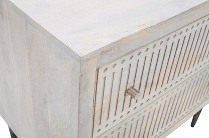 28" Ivory Solid Wood Two Drawer Nightstand