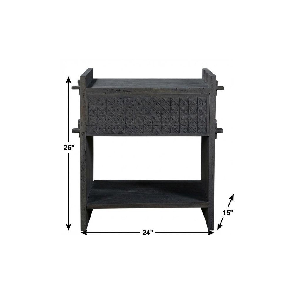 26" Dark Gray One Drawer Nightstand