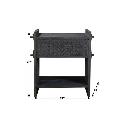 26" Dark Gray One Drawer Nightstand