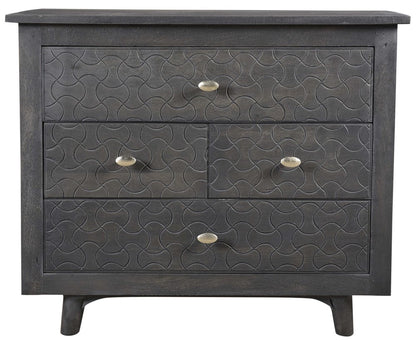 30" Gray Solid Wood Four Drawer Nightstand