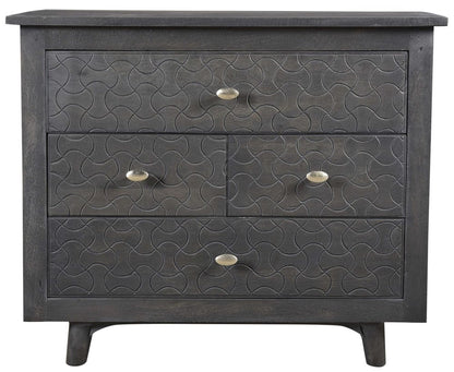 30" Gray Solid Wood Four Drawer Nightstand