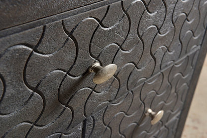 30" Gray Solid Wood Four Drawer Nightstand