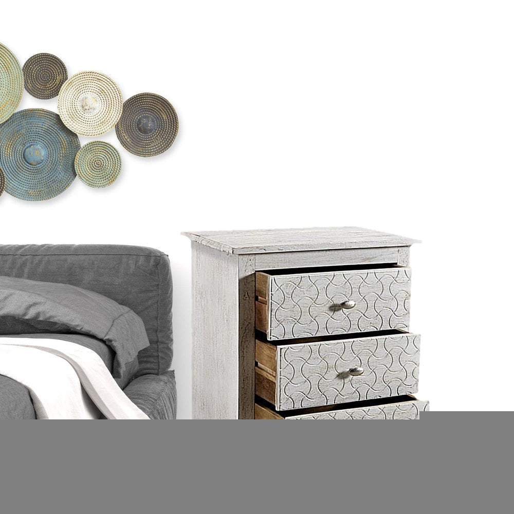 30" White Three Drawer Nightstand
