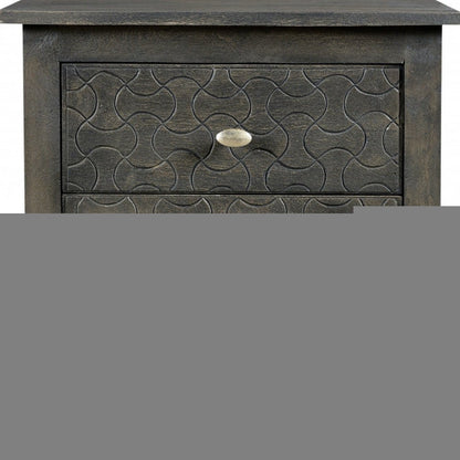 30" Gray Three Drawer Nightstand