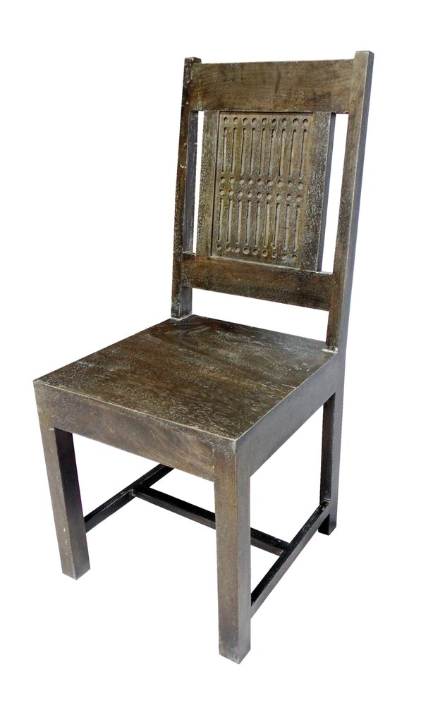 Set of Two Brown Wood Slat Back Dining Side Chairs