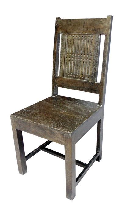 Set of Two Brown Wood Slat Back Dining Side Chairs