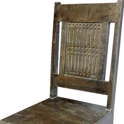 Set of Two Brown Wood Slat Back Dining Side Chairs