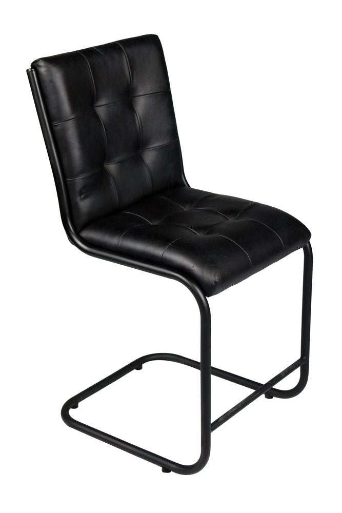 Tufted Black Upholstered Leather Dining Side Chair