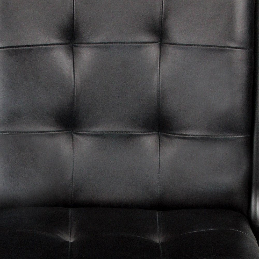 Tufted Black Upholstered Leather Dining Side Chair