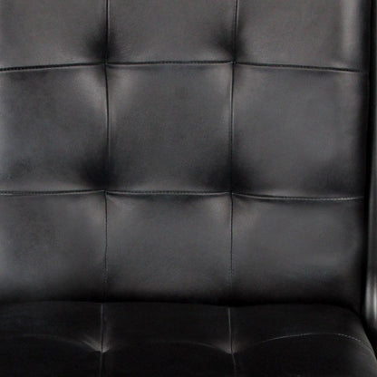 Tufted Black Upholstered Leather Dining Side Chair