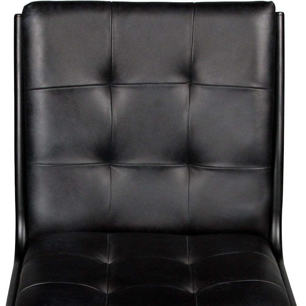 Tufted Black Upholstered Leather Dining Side Chair