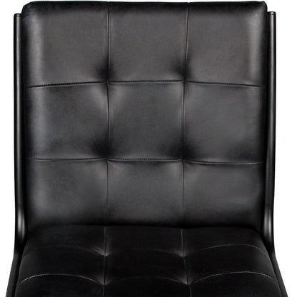 Tufted Black Upholstered Leather Dining Side Chair